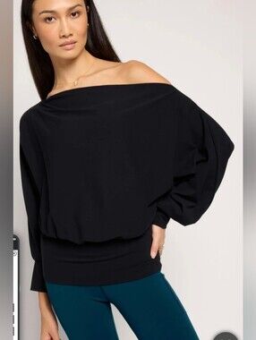 Interval Black Off-Shoulder Pullover Cloudlight Sweatshirt